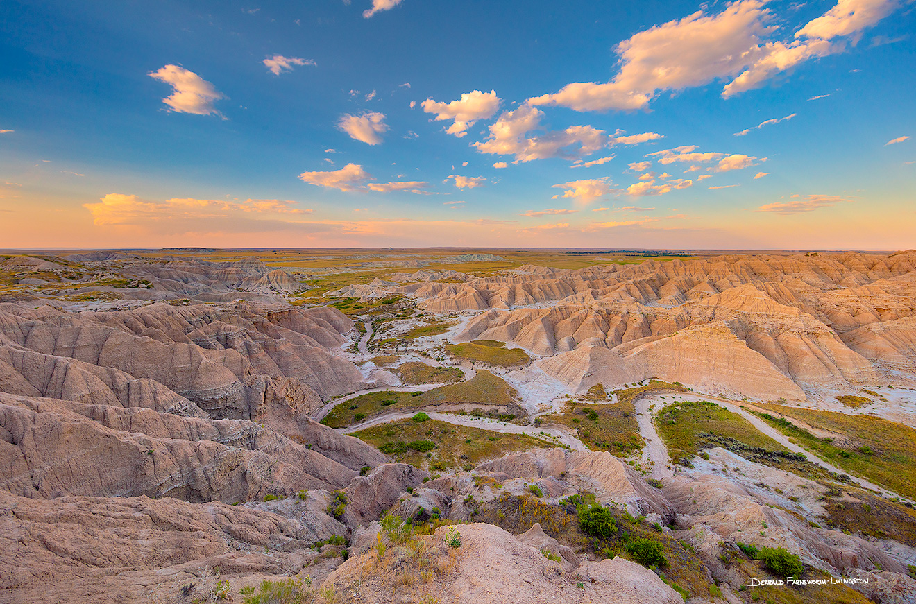 A scenic landscape photograph of sunset over the badlands Toadstool Geologic Park in western Nebraska. - Nebraska Picture