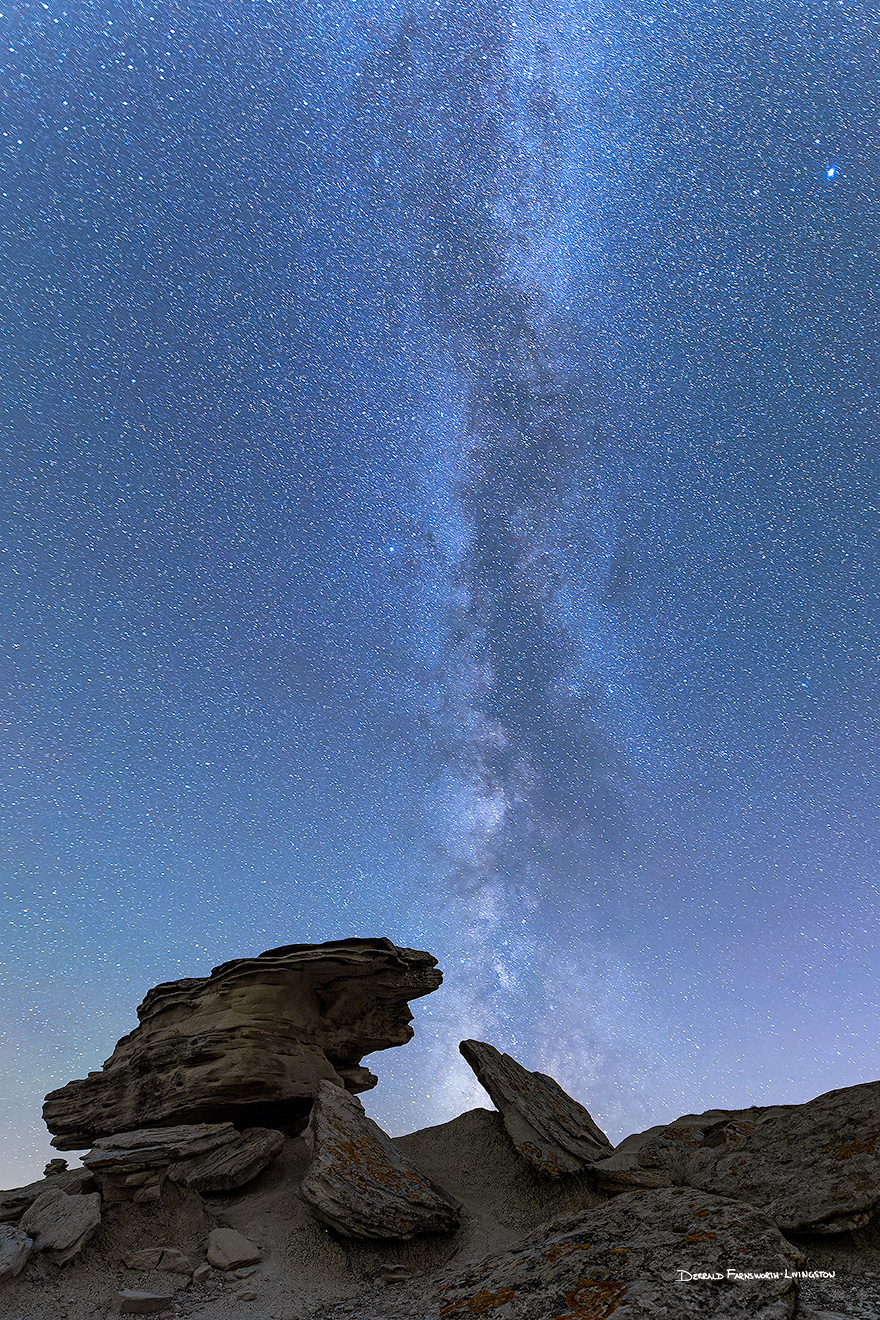 Landscape photograph of Toadstool Geologic Park in western Nebraska under the Milky Way. - Nebraska Picture