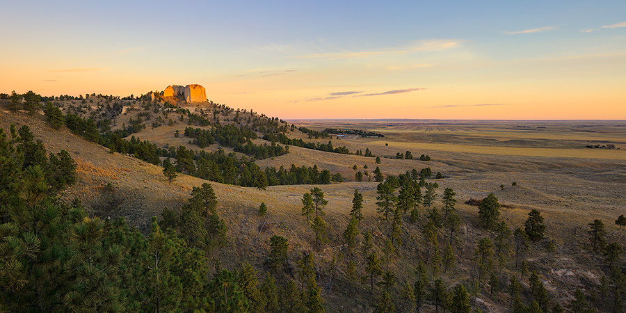 A scenic landscape photograph of a beautiful sunrise on Lover's Leap at Ft. Robinson in Northwestern Nebraska. - Nebraska Photography