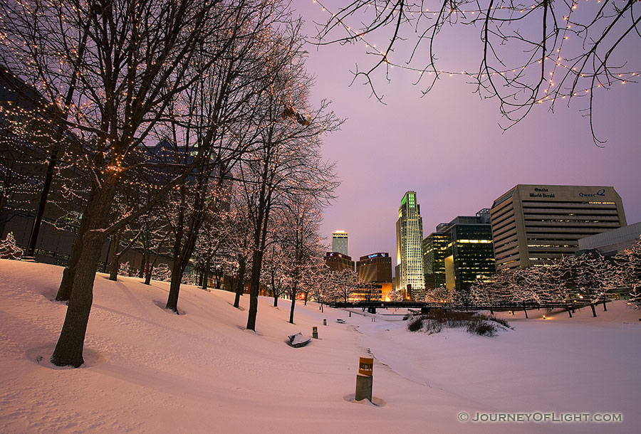 Every year Omaha Celebrates the Holiday Lights Festival after Thanksgiving and during Christmas and New Years by putting lights up in the downtown area around Gene Leahy Mall. - Omaha Photography