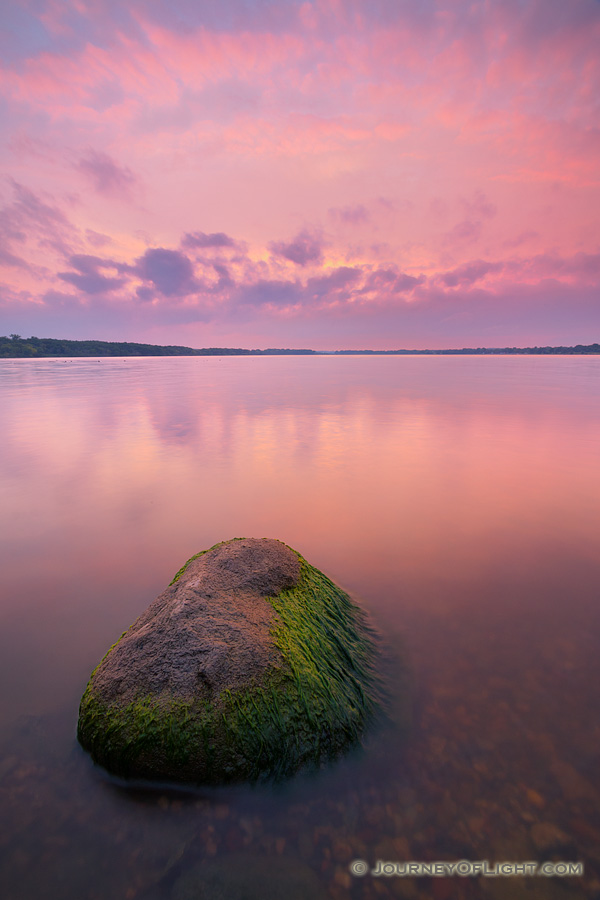 A beautiful sunset illuminates Branched Oak Lake in Lancaster County, Nebraska on a cool August evening. - Nebraska Photography