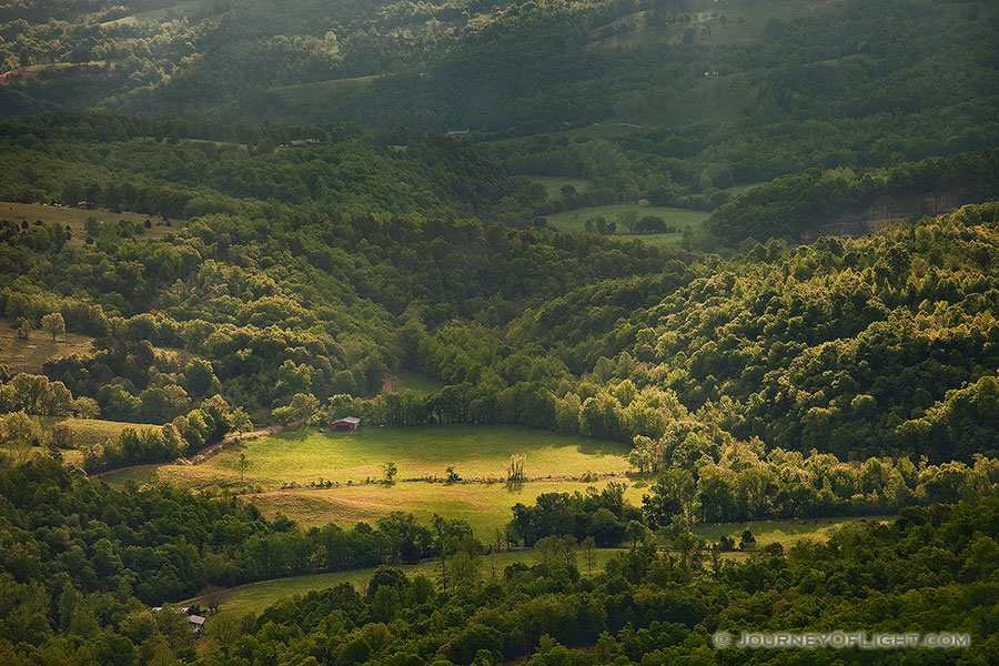 Rays of light illuminate the hills of the Ozarks in Northern Arkansas. - Arkansas Photography