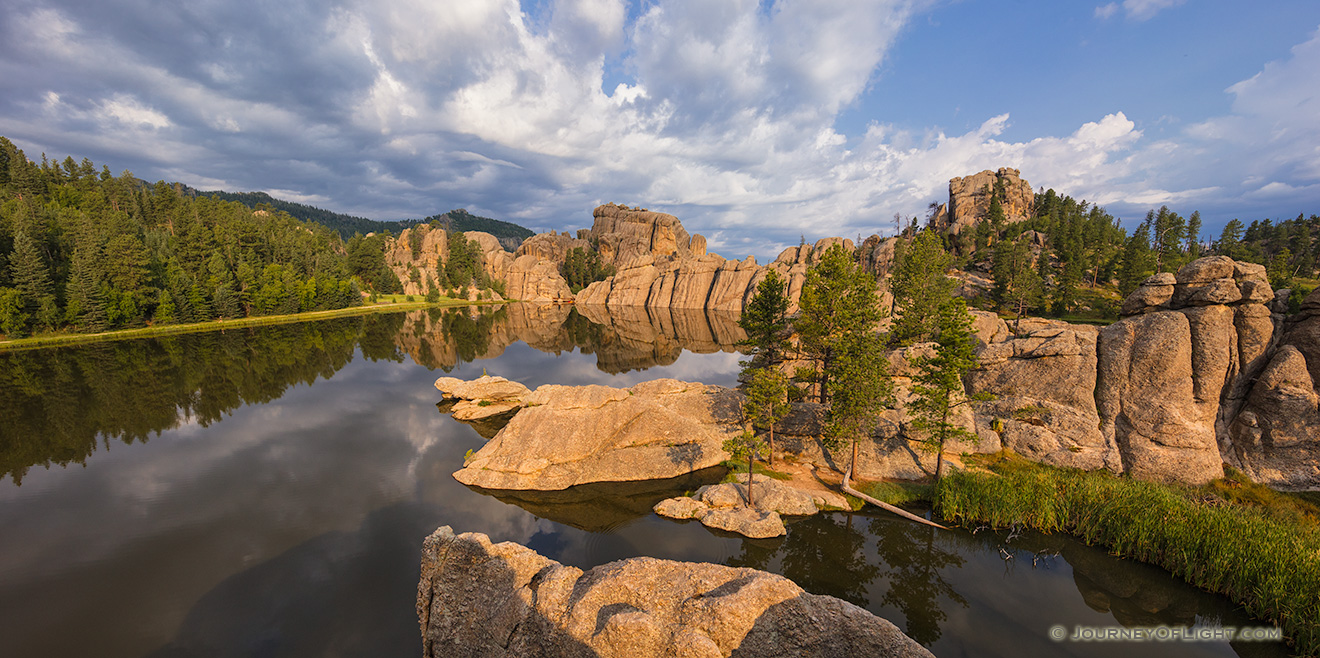 A panoramic photograph of Sylvan Lake in Custer State Park, South Dakota. - South Dakota Picture