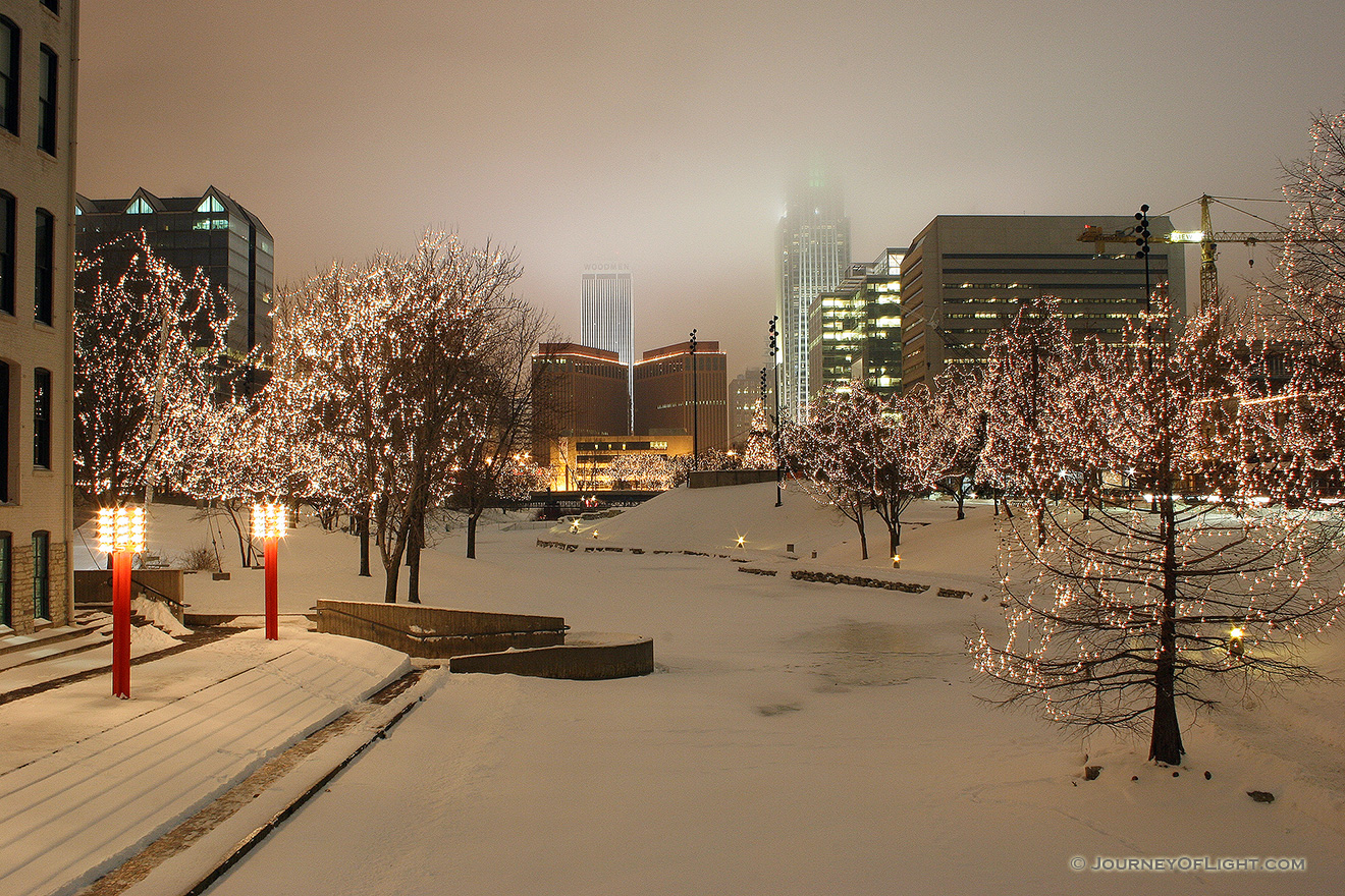 The Gene Leahy Mall in downtown Omaha lights up with the Holiday Lights Festival.  Every year Omaha hosts the Holiday Lights Festival and places 1 million holiday lights in the downtown area to celebrate. - Omaha Picture