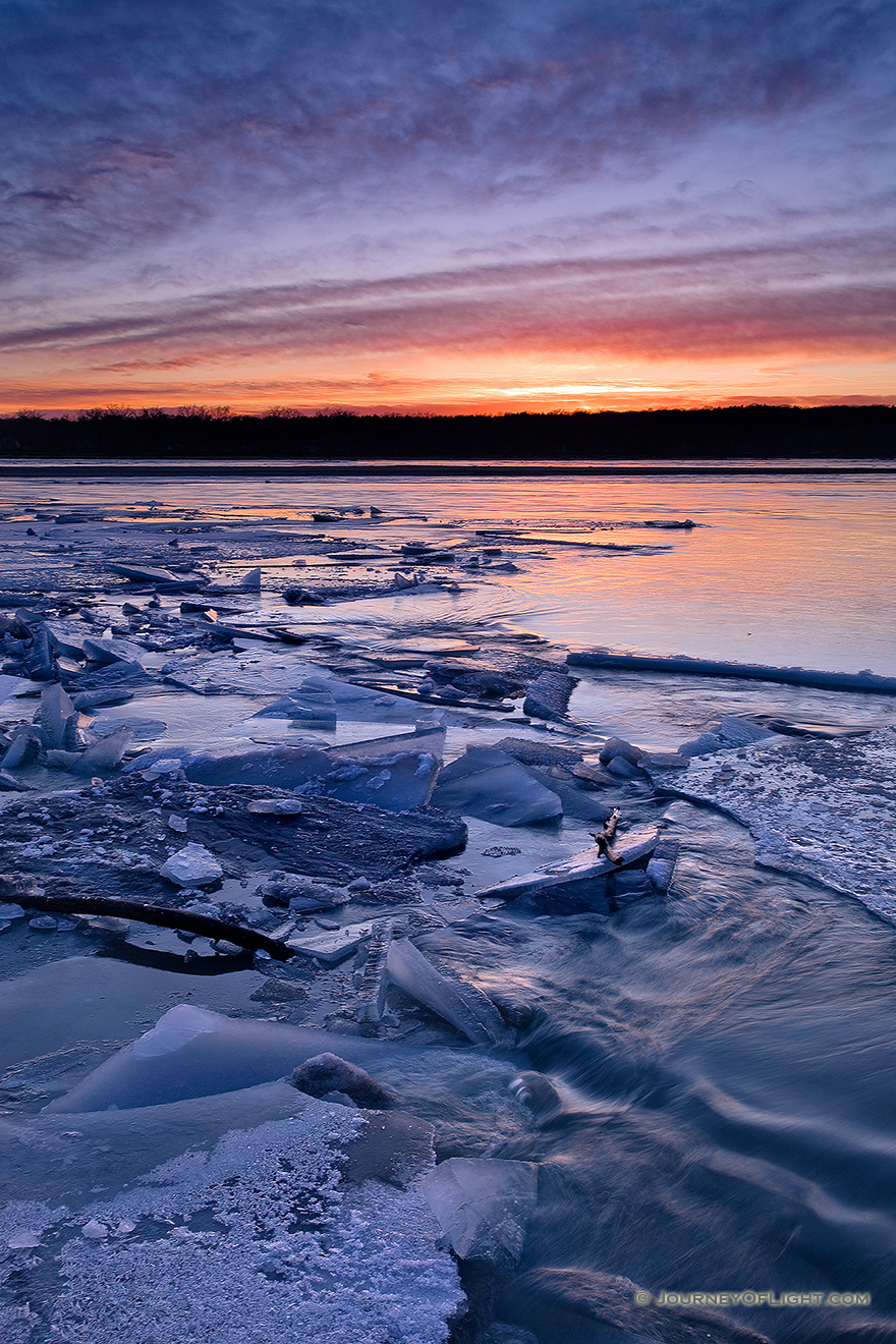 During the winter, the Platte River in Nebraska freezes and then thaws which create these ice jams. - Schramm SRA Picture