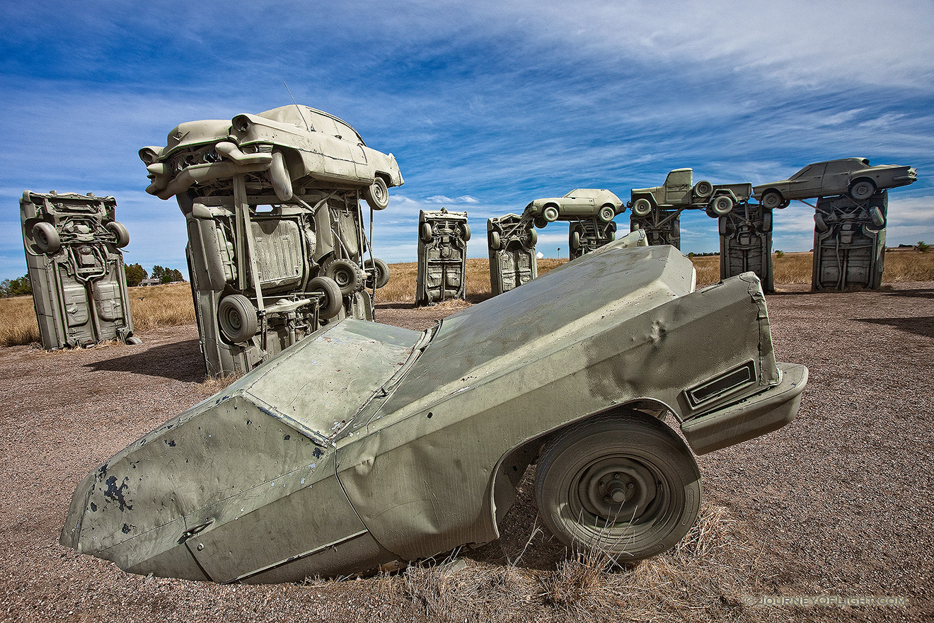 Carhenge near Alliance in western Nebraska mimics the ancient Stonehenge in England. - Nebraska Picture