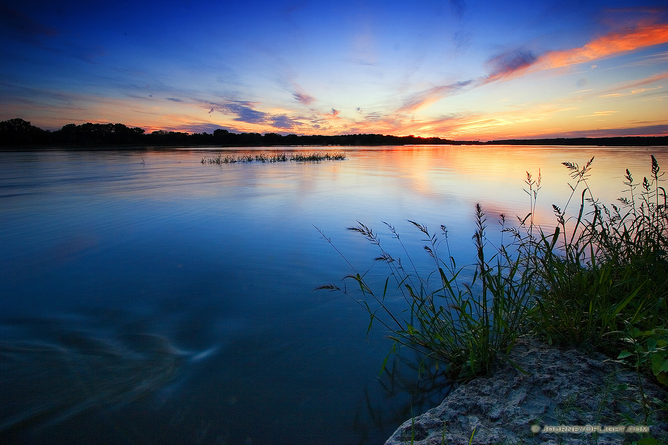 Sunset over the Platte River in Eastern Nebraska near Schramm State Recreation Area. - Boyer Chute Picture