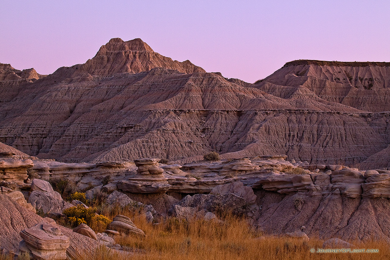 As darkness approaches Toadstool Geologic Park in western Nebraska the formations begin to take on an otherworldly appearance. - Toadstool Picture