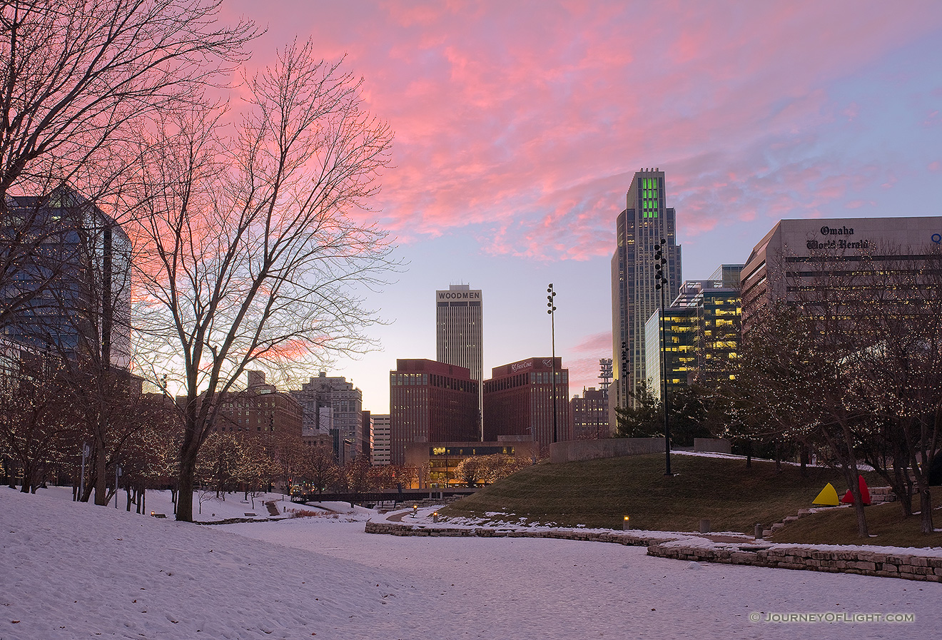 Every year Omaha Celebrates the Holiday Lights Festival after Thanksgiving and during Christmas and New Years by putting lights up in the downtown area around Gene Leahy Mall. - Omaha Picture