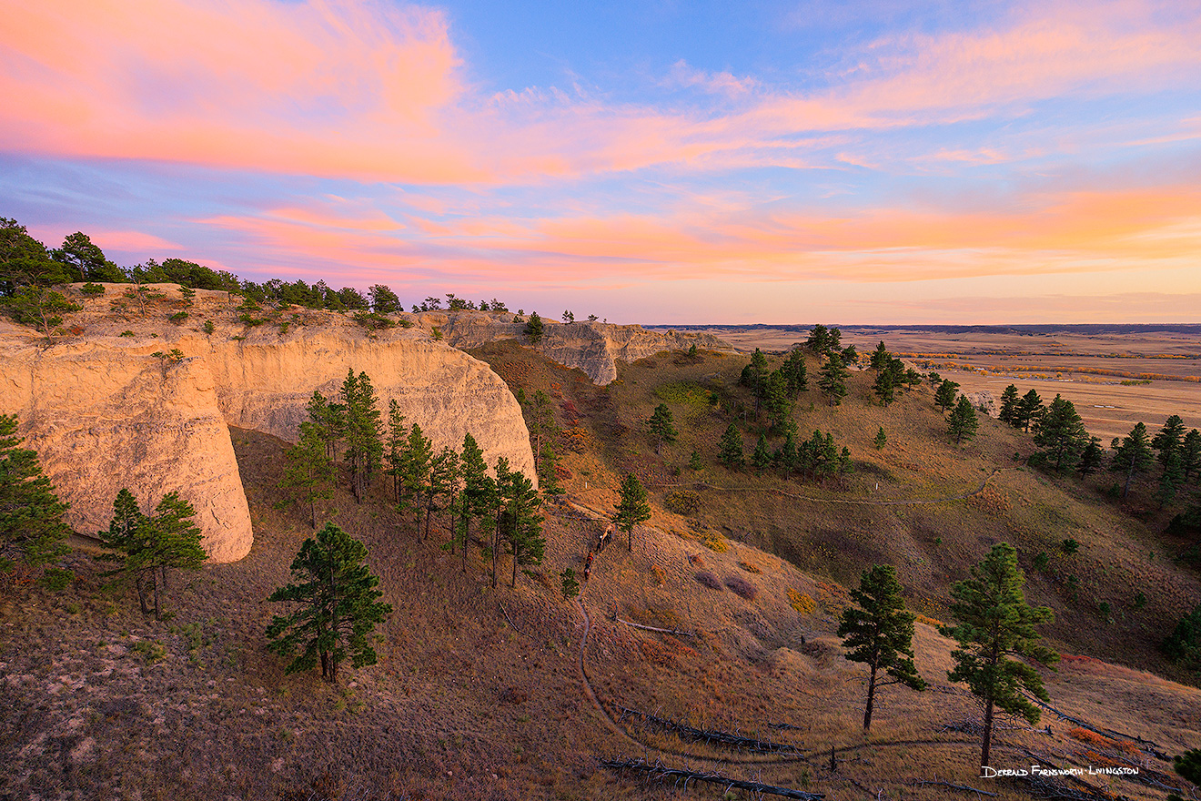 A scenic landscape photograph of trail riders at Fort Robinson State Park in Northwestern Nebraska. - Nebraska Picture