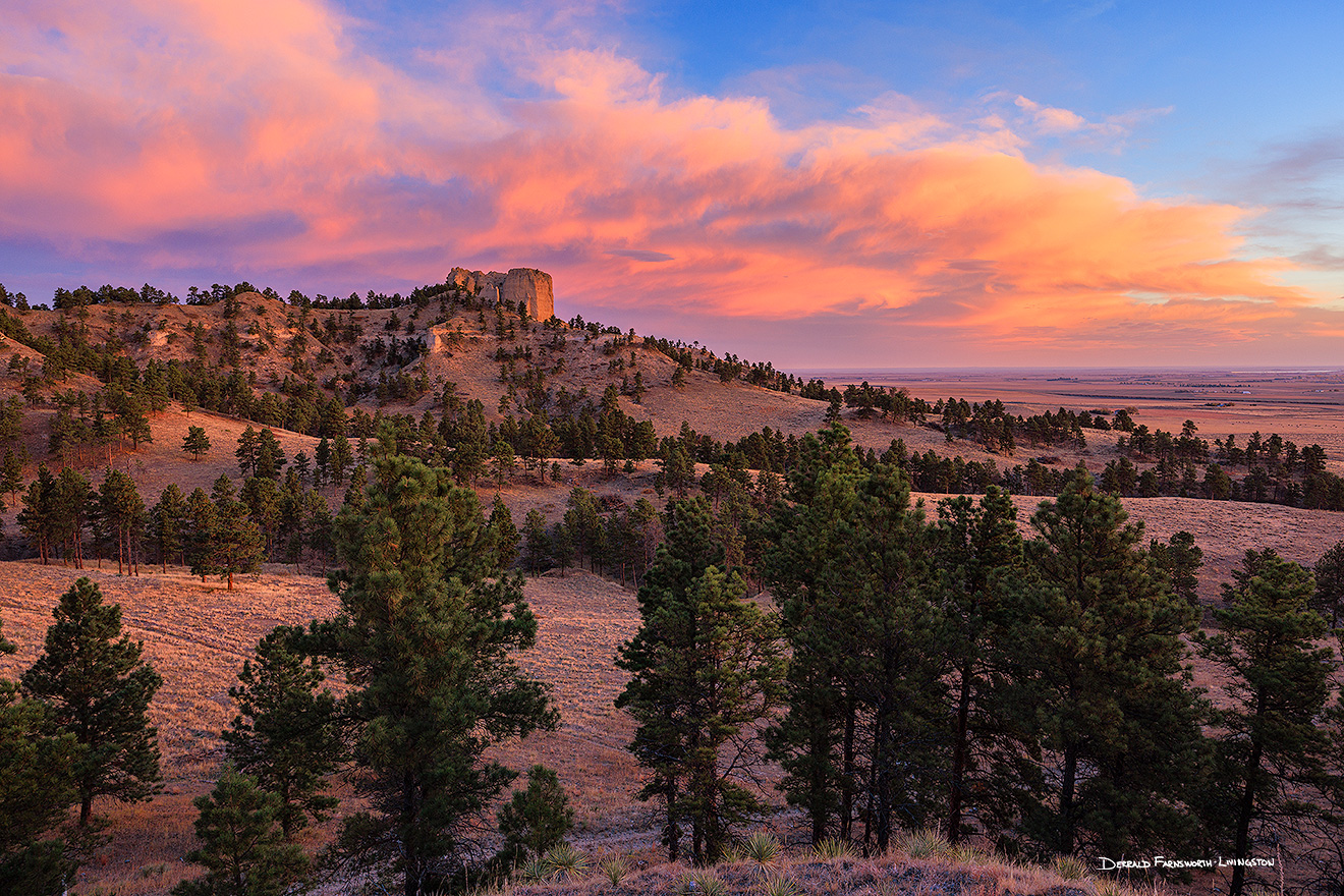 A scenic landscape photograph of a beautiful sunrise over Fort Robinson State Park in Northwestern Nebraska. - Nebraska Picture